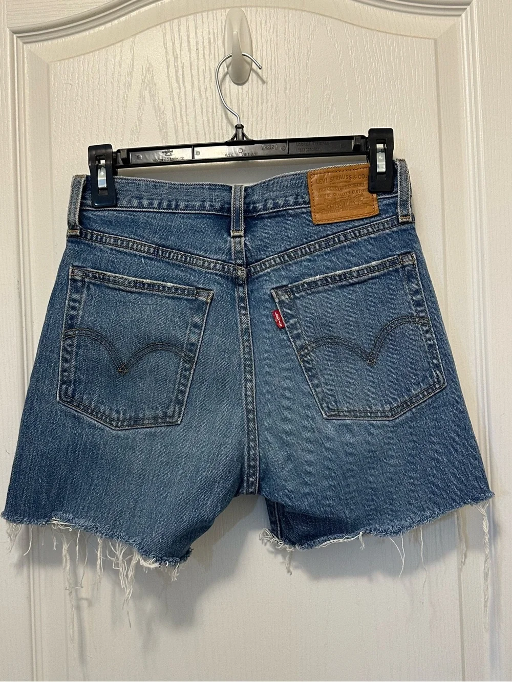 Levi's Blue Denim Raw Hem Cutoff Shorts - Women